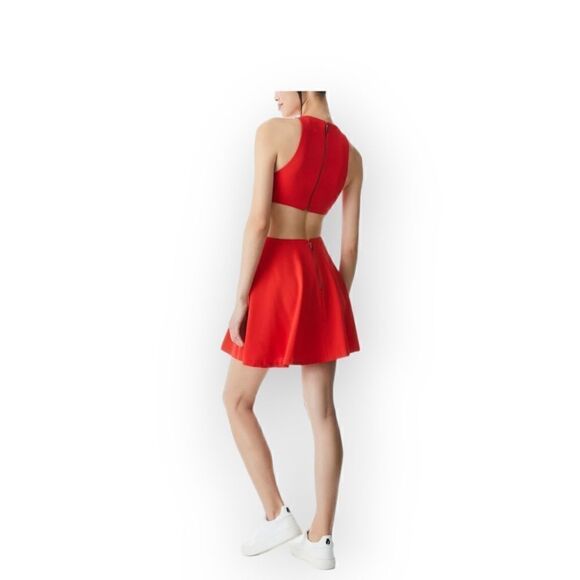 Alice + Olivia Cara Cut-Out Flare Poppy Mini Dress in Red Size 8 Sleeveless Fit - Picture 8 of 16